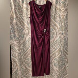 R&M Richards Red Strapless Asymmetrical Gown